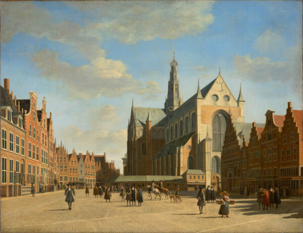 Gerrit Adriaensz. Berckheyde - De Grote Markt te Haarlem met de Grote of St. Bavokerk, 1696